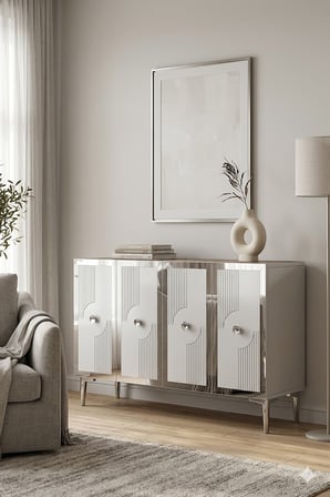KA1216BS PEGA Konsol ve Tv Sehpası Beyaz-Silver 120cm