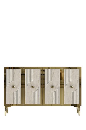 KA1216BTG PEGA Konsol ve Tv Sehpası Beyaz-Traverten-Gold 120cm