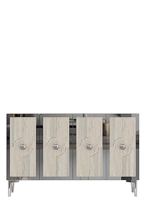 KA1216BTS PEGA Konsol ve Tv Sehpası Beyaz-Traverten-Silver 120cm