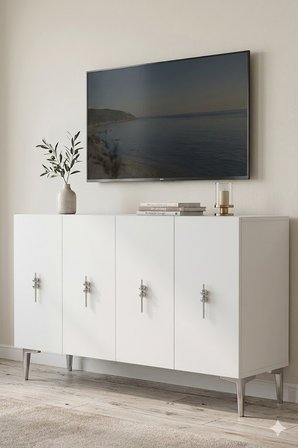 KA1217BS SALKIM Konsol ve Tv Sehpası Beyaz-Silver 120cm