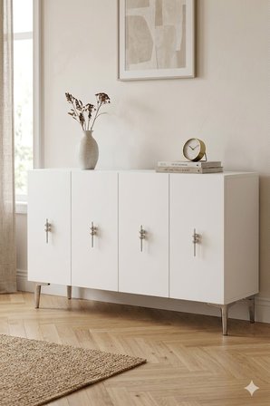 KA1217BS SALKIM Konsol ve Tv Sehpası Beyaz-Silver 120cm