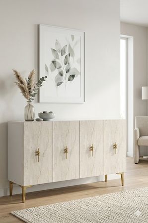 KA1217BTG SALKIM Konsol ve Tv Sehpası Beyaz-Traverten-Gold 120cm