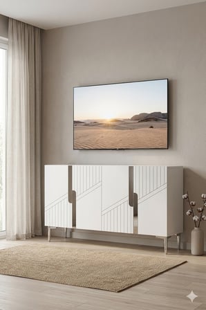 KA1228BS EVVA Konsol ve Tv Sehpası Beyaz-Silver 120cm