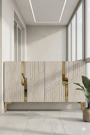 KA1228BTG EVVA Konsol ve Tv Sehpası Beyaz-Traverten-Gold 120cm