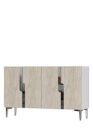 KA1228BTS EVVA Konsol ve Tv Sehpası Beyaz-Traverten-Silver 120cm