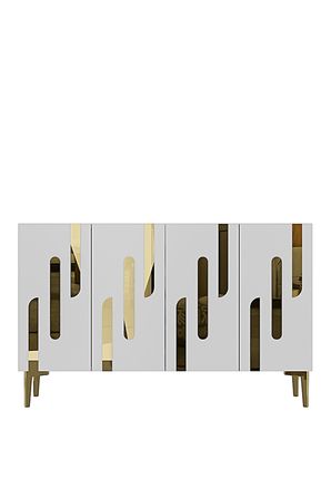 KA1229BG ECE Konsol ve Tv Sehpası Beyaz-Gold 120cm