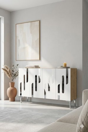 KA1229DS ECE Konsol ve Tv Sehpası Safirmeşe -Silver 120cm