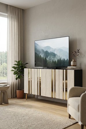KA1230ATG MİA Konsol ve Tv Sehpası Antrasit-Traverten-Gold 120cm