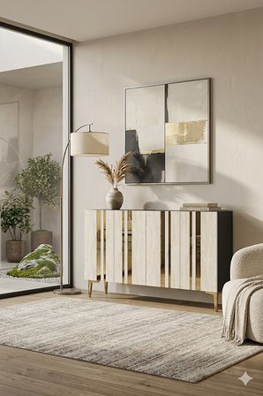 KA1230ATG MİA Konsol ve Tv Sehpası Antrasit-Traverten-Gold 120cm