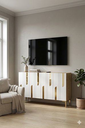 KA1231DG NOTA Konsol ve Tv Sehpası Safirmeşe-Beyaz-Gold 120cm