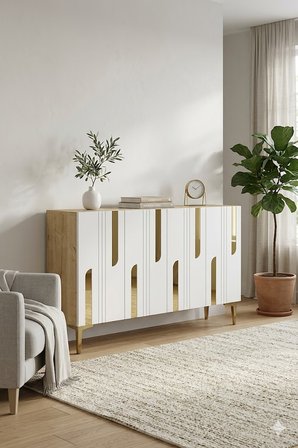 KA1231DG NOTA Konsol ve Tv Sehpası Safirmeşe-Beyaz-Gold 120cm