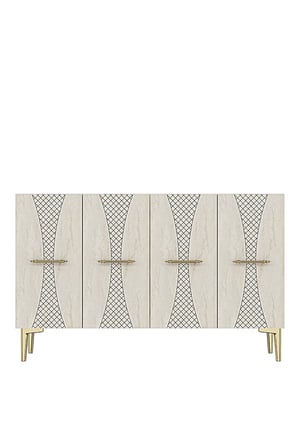 KA1232BTG SLİM Konsol ve Tv Sehpası Beyaz-Traverten -Gold 120cm