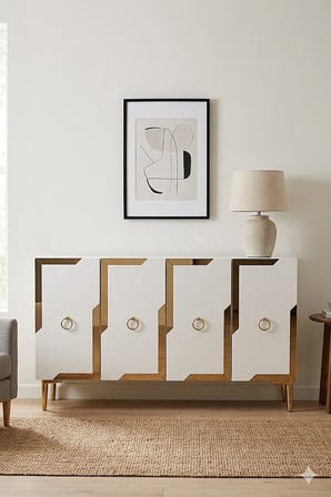 KA1233BG SEZA Konsol ve Tv Sehpası Beyaz -Gold 120cm