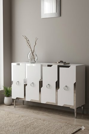 KA1233BS SEZA Konsol ve Tv Sehpası Beyaz -Silver 120cm