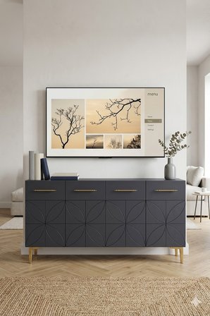 KA1234AG ELİZ Konsol ve Tv Sehpası Antrasit-Gold 120cm