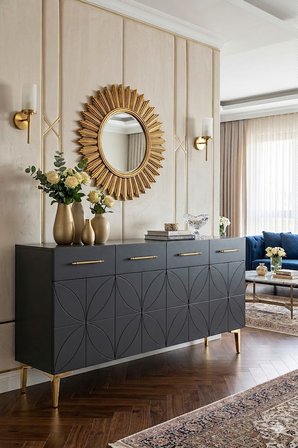 KA1234AG ELİZ Konsol ve Tv Sehpası Antrasit-Gold 120cm