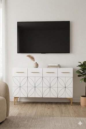 KA1234BG ELİZ Konsol ve Tv Sehpası Beyaz-Gold 120cm