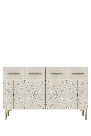 KA1234BTG ELİZ Konsol ve Tv Sehpası Beyaz-Traverten-Gold 120cm