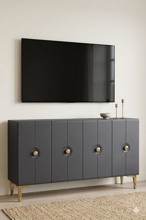 KA1235AG ENLEM Konsol ve Tv Sehpası Antrasit-Gold 120cm