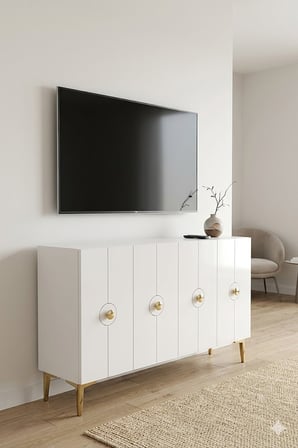 KA1235BG ENLEM Konsol ve Tv Sehpası Beyaz-Gold 120cm