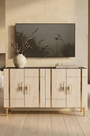 KA1242ATG MADE Konsol ve TV Sehpası ANTRASİT-TRAVERTEN-GOLD 120CM