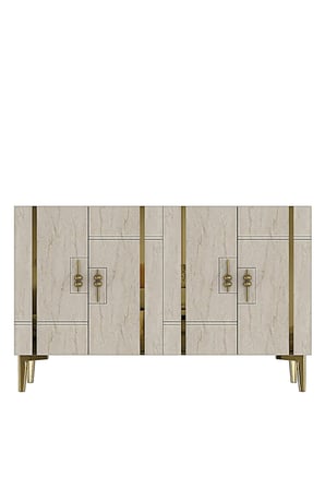 KA1242BTG MADE Konsol ve TV Sehpası BEYAZ-TRAVERTEN-GOLD 120CM