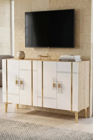 KA1242DBG MADE Konsol ve TV Sehpası SAFİRMEŞE-BEYAZ-GOLD 120CM