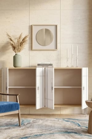 KA1242DBS MADE Konsol ve TV Sehpası SAFİRMEŞE-BEYAZ-SILVER 120CM