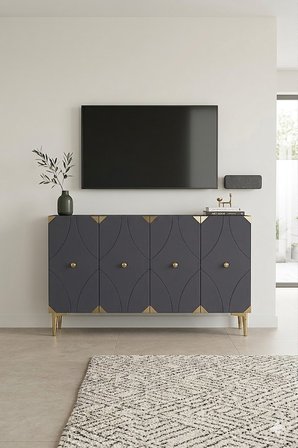 KA1297AG ALFA Konsol ve Tv Sehpası Antrasit-Gold 120cm