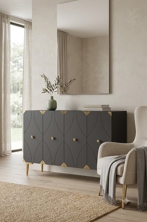 KA1297AG ALFA Konsol ve Tv Sehpası Antrasit-Gold 120cm