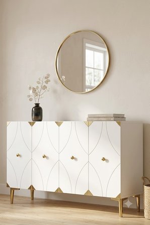 KA1297BG ALFA Konsol ve Tv Sehpası Beyaz-Gold 120cm