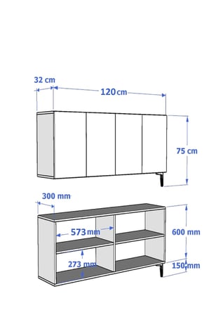 KA1297BG ALFA Konsol ve Tv Sehpası Beyaz-Gold 120cm