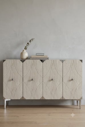 KA1297BTS ALFA Konsol ve Tv Sehpası Beyaz-Traverten-Silver 120cm