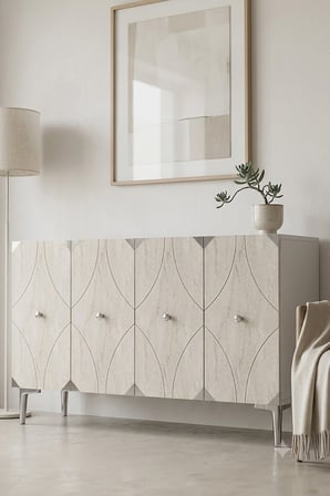 KA1297BTS ALFA Konsol ve Tv Sehpası Beyaz-Traverten-Silver 120cm