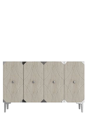 KA1297BTS ALFA Konsol ve Tv Sehpası Beyaz-Traverten-Silver 120cm