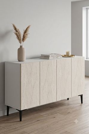 KA1299BT APLOS Konsol ve Tv Sehpası Beyaz-Traverten 120cm