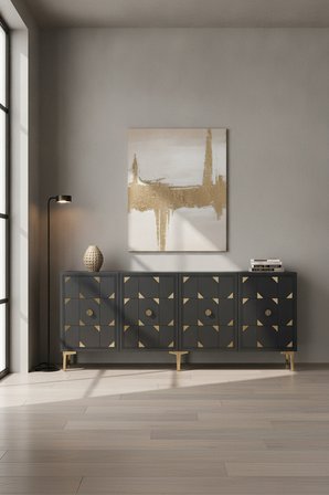 KA1523AG MOKA Konsol ve Tv Sehpası Antrasit-Gold 150cm
