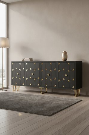 KA1523AG MOKA Konsol ve Tv Sehpası Antrasit-Gold 150cm