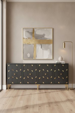 KA1523AG MOKA Konsol ve Tv Sehpası Antrasit-Gold 150cm