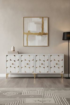 KA1523BG MOKA Konsol ve Tv Sehpası Beyaz-Gold 150cm