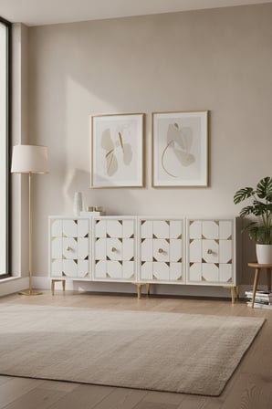 KA1523BG MOKA Konsol ve Tv Sehpası Beyaz-Gold 150cm