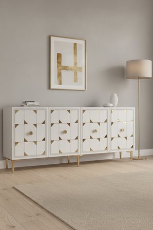 KA1523BG MOKA Konsol ve Tv Sehpası Beyaz-Gold 150cm