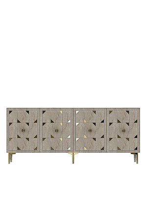 KA1523BTG MOKA Konsol ve Tv Sehpası Beyaz-Traverten-Gold 150cm