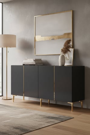 KA1524AG POLİ Konsol ve Tv Sehpası Antrasit-Gold 150cm