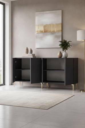 KA1524AG POLİ Konsol ve Tv Sehpası Antrasit-Gold 150cm