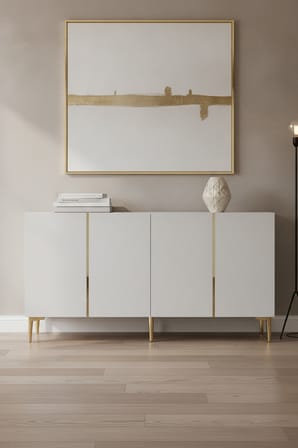 KA1524BG POLİ Konsol ve Tv Sehpası Beyaz-Gold 150cm