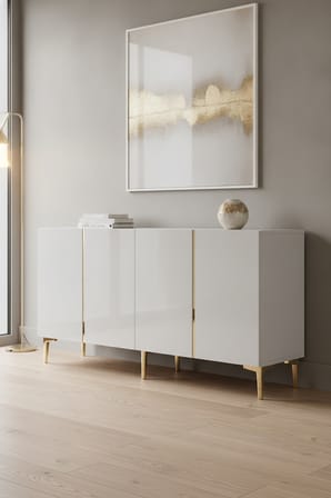 KA1524BG POLİ Konsol ve Tv Sehpası Beyaz-Gold 150cm