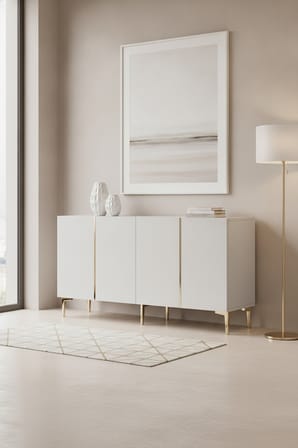 KA1524BG POLİ Konsol ve Tv Sehpası Beyaz-Gold 150cm
