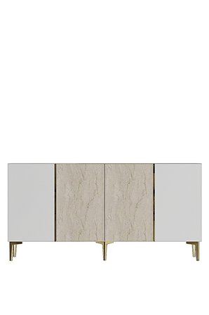 KA1524BTG POLİ Konsol ve Tv Sehpası Beyaz-Traverten-Gold 150cm