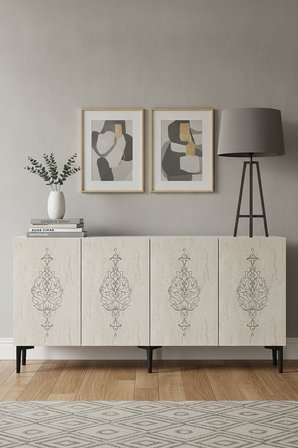 KA1529BT HÜMA Konsol ve Tv Sehpası Beyaz-Traverten 150cm
